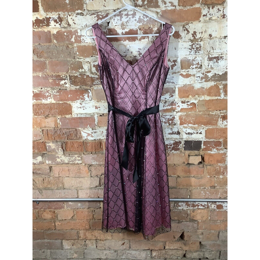 womens ADRIANNA PAPELL boutique evening dress sz 8P cocktail pink & Black